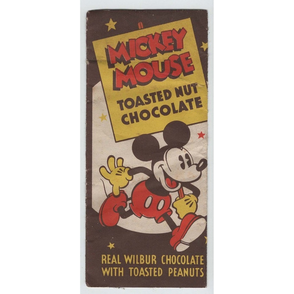 Vintage Mickey Mouse Wilbur Suchard Toasted Nut Chocolate Bar Wrapper Ephemera - Picture 1 of 2